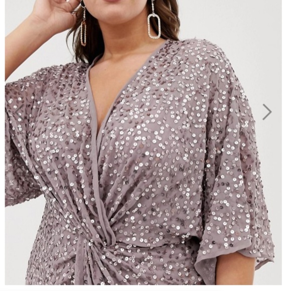 Sequin Kimono Knot-Front Dress - Picture 2 of 4